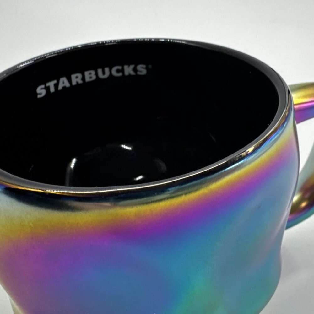 Starbucks Skull Mug Rainbow Oil Slick Iridescent Gothic Coffee 14 oz NOT USED - Picture 5 of 9